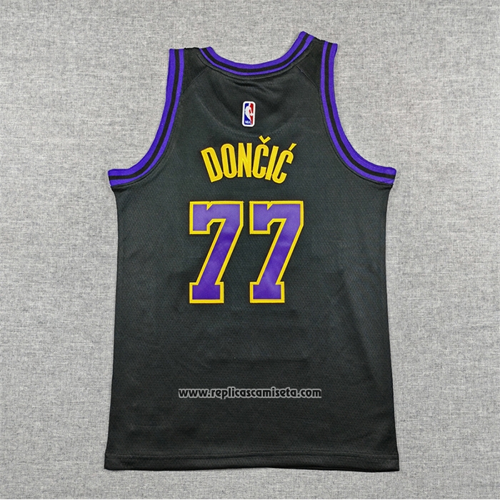 Camiseta Nino Los Angeles Lakers Luka Doncic NO 77 Ciudad 2025-26 Negro